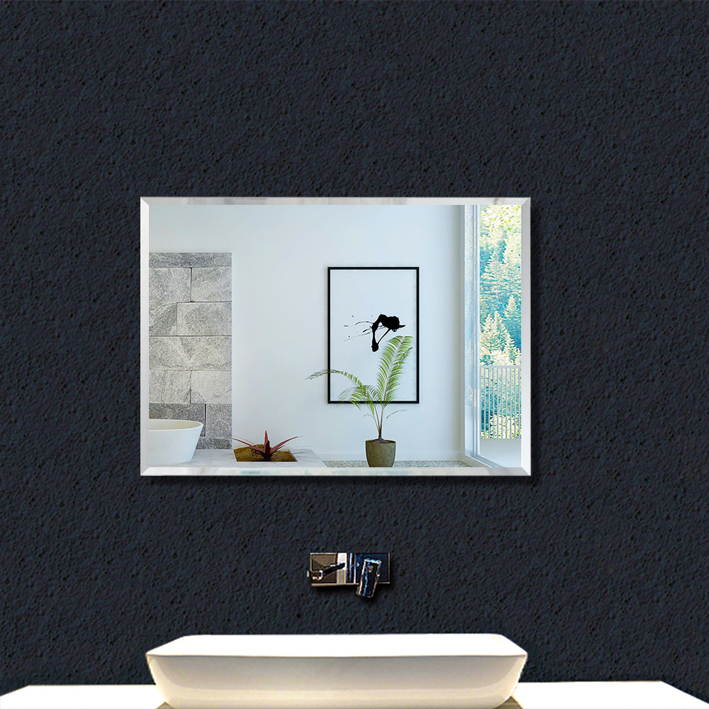 Rectangle Frameless Bathroom Mirror with High Definition Wall Mounted